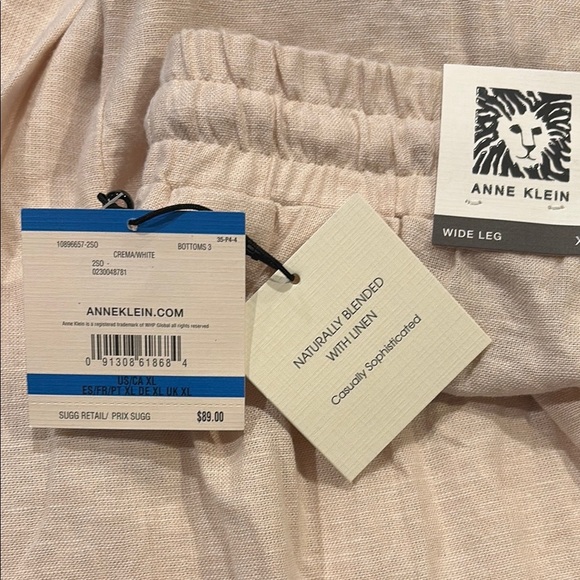 Anne Klein Cream Wide-Leg Pants XL - new with tags - Picture 3 of 3